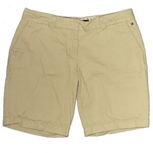 Tommy Hilfiger Khaki Tan Chino Shorts Women's Size 4 Flat Front Slash Pockets